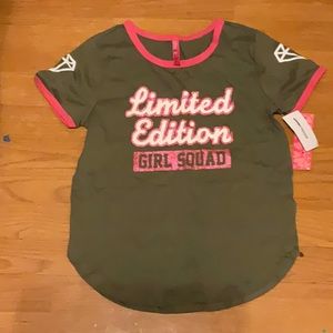 This is a size 14 in kids. It is green and pink.